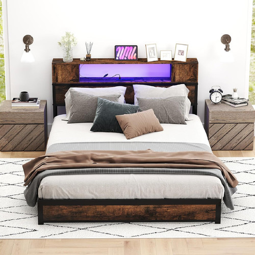 Double metal bed frame - bed, with
