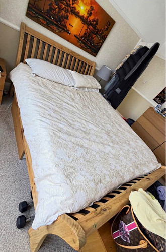 Double wood slatted bed - slatted,