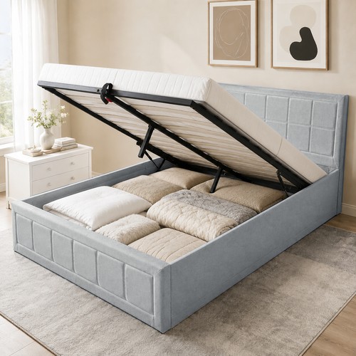 Luxury grey fabric divan bed - grey,