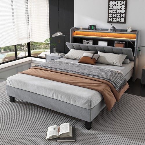 Upholstered platform bed - platform, 4ft6