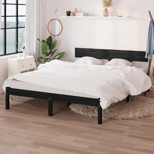 Bed frame black solid - frame, pinewood