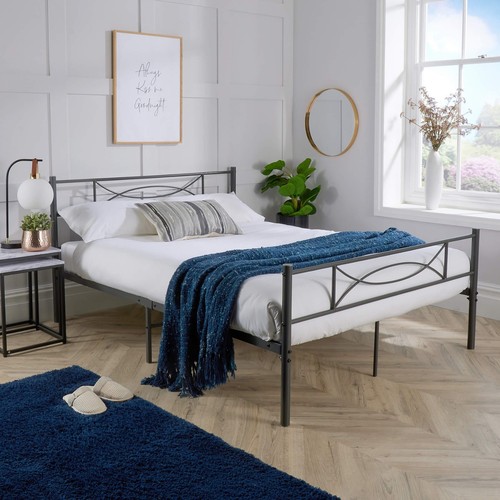 Metal double bed 4ft dark - 4ft,
