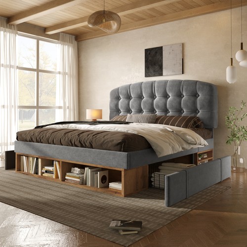 5ft upholstered bed - , frame