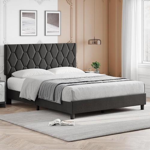 Upholstered bed frame with - upholstered,