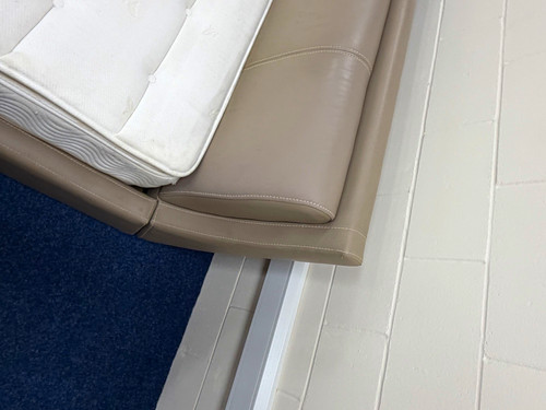 Beige faux leather upholstered - leather,